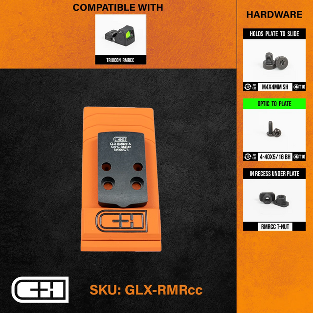 C&H Precision GLX-RMRCC Optics Adapter Plate - For Glock 43x/48 MOS V4 MIL/LEO