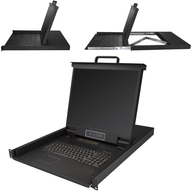 STARTECH.COM RKCONS1916K  16 Port KVM Console for Server Rack - Rackmount LCD - 19in - 1U - Control your server or KVM switch from a centralized rackmount KVM console - Reduce your server room clutter with a 1U rack-mount design