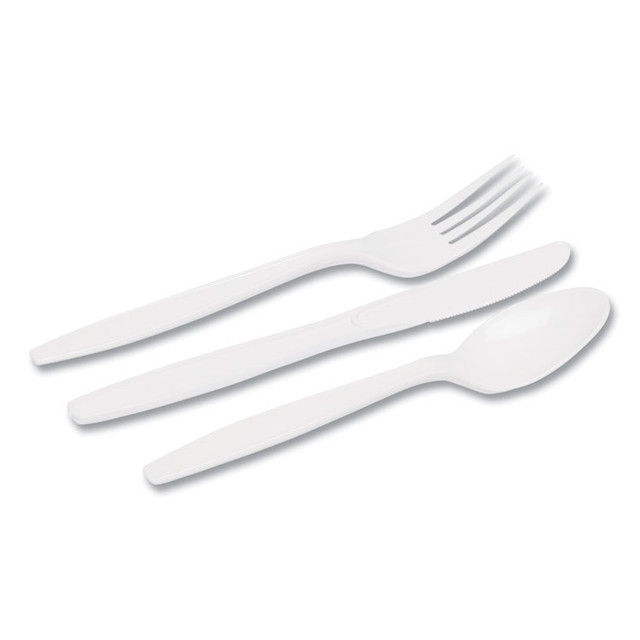 GEORGIA PACIFIC Dixie® CM168CT Combo Pack, Tray with White Plastic Utensils, 56 Forks, 56 Knives, 56 Spoons, 6 Packs