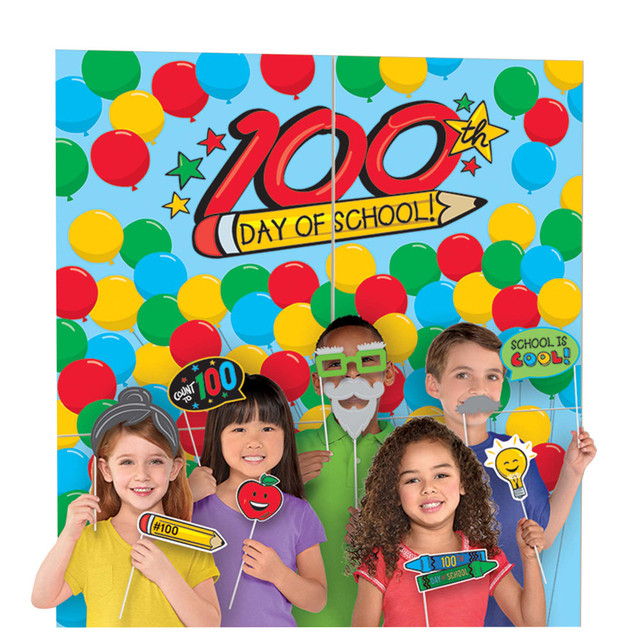AMSCAN 671002  671002 100th Day Of School Scene Setters With Props, Pack Of 2 Setters
