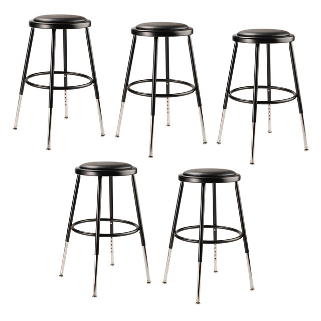 NATIONAL PUBLIC SEATING CORP 6418H-10/5 National Public Seating 6400H-10 Adjustable-Height Stools, 19inH, Black, Set Of 5 Stools