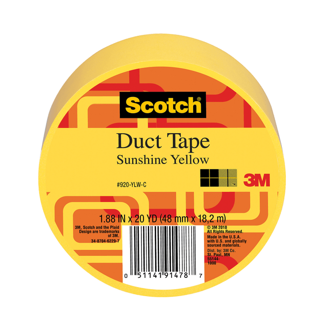 3M CO Scotch 920-YLW-C  Colored Duct Tape, 1 7/8in x 20 Yd., Yellow