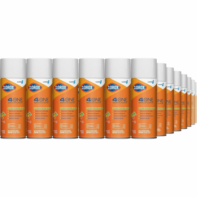 THE CLOROX COMPANY CloroxPro 31043PL  4 in One Disinfectant & Sanitizer - Aerosol - 14 fl oz (0.4 quart) - Fresh Citrus Scent - 1596 / Pallet - Orange