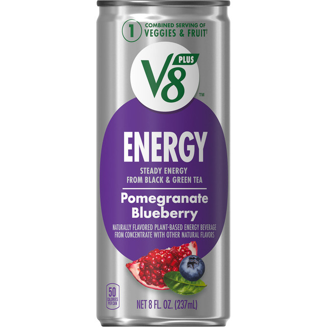 CAMPBELL SOUP COMPANY Campbell's 200000019621 Campbells V8 +ENERGY Pomegranate Blueberry Energy Drinks, 8 Oz, Case Of 24 Drinks