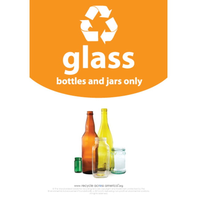 PACKAGING DYNAMICS GLASS-1007 Recycle Across America Glass Standardized Recycling Label, GLASS-1007, 10in x 7in, Orange PACKAGING DYNAMICS GLASS-1007 Recycle Across America Glass Standardized Recycling Label, GLASS-1007, 10in x 7in, Orange