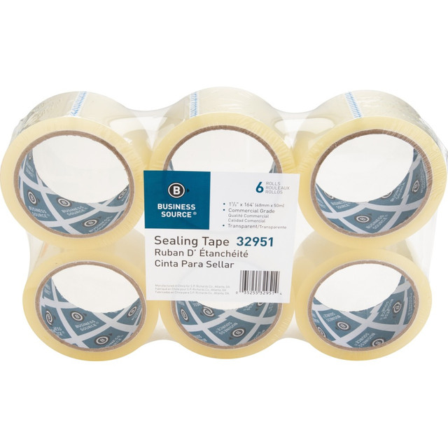 SP RICHARDS 32951 Business Source 3in Core Sealing Tape - 1.88in Width x 55 yd Length - 3in Core - Pressure-sensitive Poly - 2 mil - Adhesive Backing - 6 / Pack - Clear