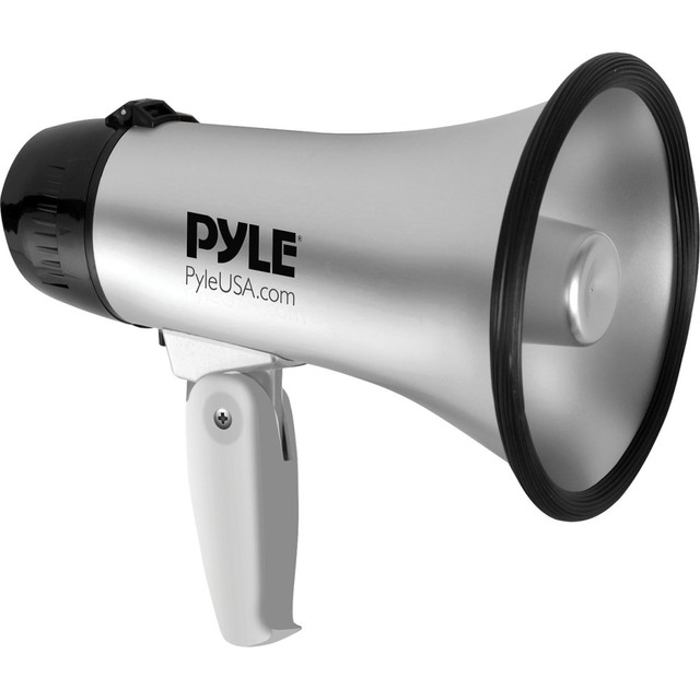 High-Powered PA Sound Projection  Convenient Quick Folding Handle  Siren Alert Mode: Button-Activated Emergency Alarm Tone  Portable Battery Operated Design  Ergonomic Pistol Grip and Mini Light-Weight Chassis  (2) Audio Modes: Voice Talking & Siren Alert  Voice Mode: Amplifies Your Voice as Spoken into the Microphone  Adjustable Volume Control  Compact Megaphone Speaker