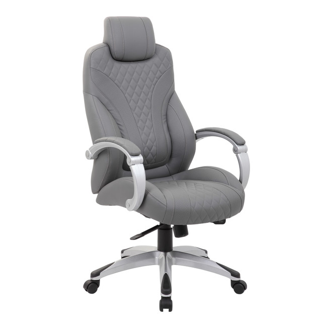 NORSTAR OFFICE PRODUCTS INC. B8871-GY Boss Office Products Hinged Arm Ergonomic High-Back Chair, Gray NORSTAR OFFICE PRODUCTS INC. B8871-GY Boss Office Products Hinged Arm Ergonomic High-Back Chair, Gray