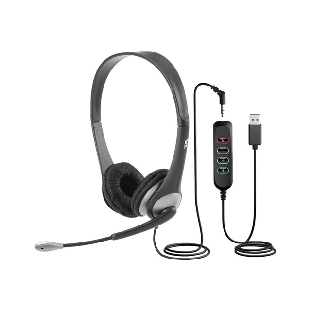 CYBER ACOUSTICS, LLC Cyber Acoustics AC-204USB  AC 204 - Headset - on-ear - wired - 3.5 mm jack