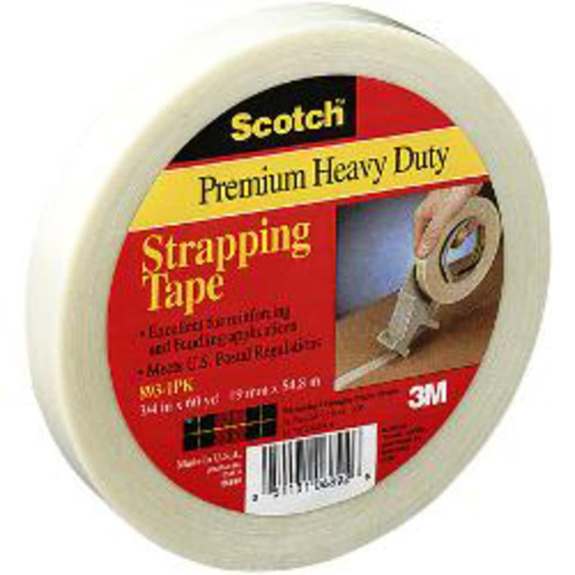 B O X MANAGEMENT, INC. 3M T91389312PK  893 Strapping Tape, 1/2in x 60 Yd., Clear, Case Of 12