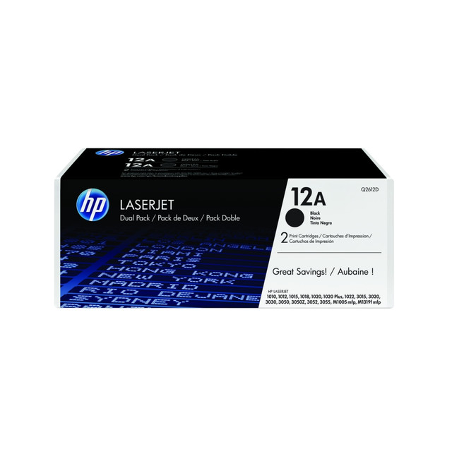 HP INC. Q2612D HP 12A Black Toner Cartridges, Pack Of 2, Q2612D