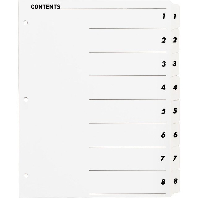 SP RICHARDS 05853 Sparco Quick Index Dividers With Table Of Contents Page, 1-8, White SP RICHARDS 05853 Sparco Quick Index Dividers With Table Of Contents Page, 1-8, White