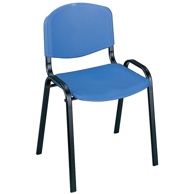 SAFCO PRODUCTS CO Safco 4185BU  Plastic Seat, Plastic Back Stacking Chair, 18 1/2in Seat Width, Blue Seat/Black Frame, Quantity: 4