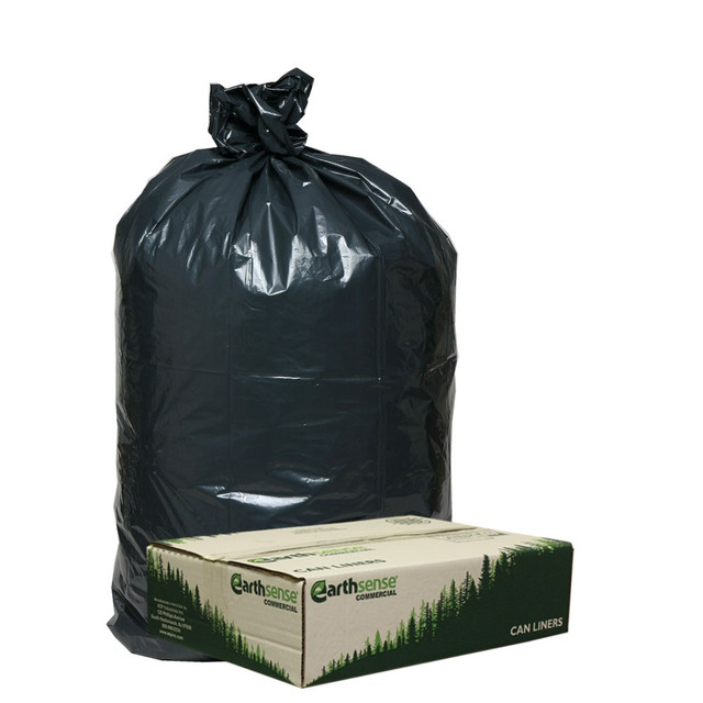 WEBSTER INDUSTRIES, INC. RNW1TL80 Webster EarthSense 75% Recycled Star bottom Commercial Can Liners, 33 Gallons, 0.90 Mil Thick, 32 1/2in x 40in, Black, Box Of 80