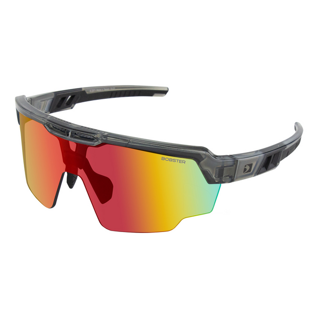 Bobster BWHE01 Wheelie Sunglasses - Gloss Clear/Gray Frame w/ Smoked Black Red Revo Lens