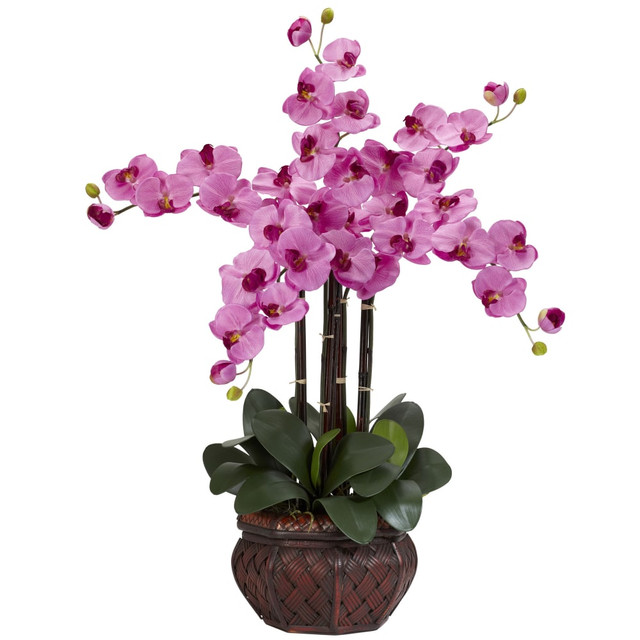 NEARLY NATURAL INC. 1211-MA Nearly Natural 31inH Silk Phalaenopsis Arrangement With Decorative Pot, Mauve