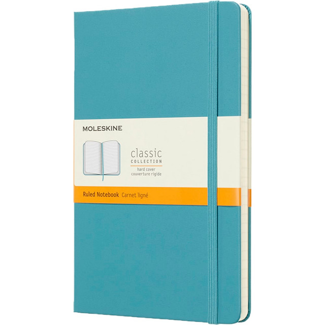 MOLESKINE 715345 Classic Hard Cover Notebook, 5in x 8-1/4in, Ruled, 240 Pages, Reef Blue MOLESKINE 715345 Classic Hard Cover Notebook, 5in x 8-1/4in, Ruled, 240 Pages, Reef Blue
