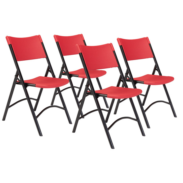 NATIONAL PUBLIC SEATING CORP National Public Seating 640  Series 600 Folding Chairs, Red/Black, Set Of 4 Chairs