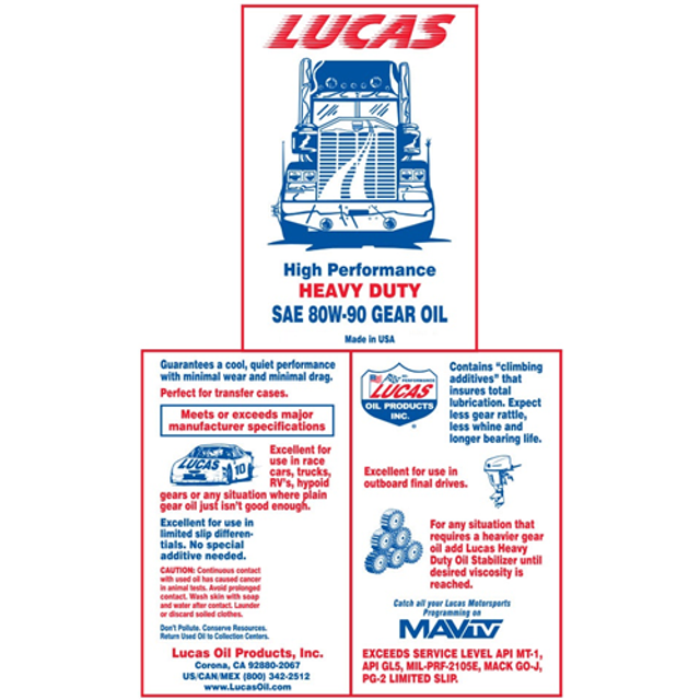 Lucas Oil 10066 Heavy Duty 80W-90 Gear Oil