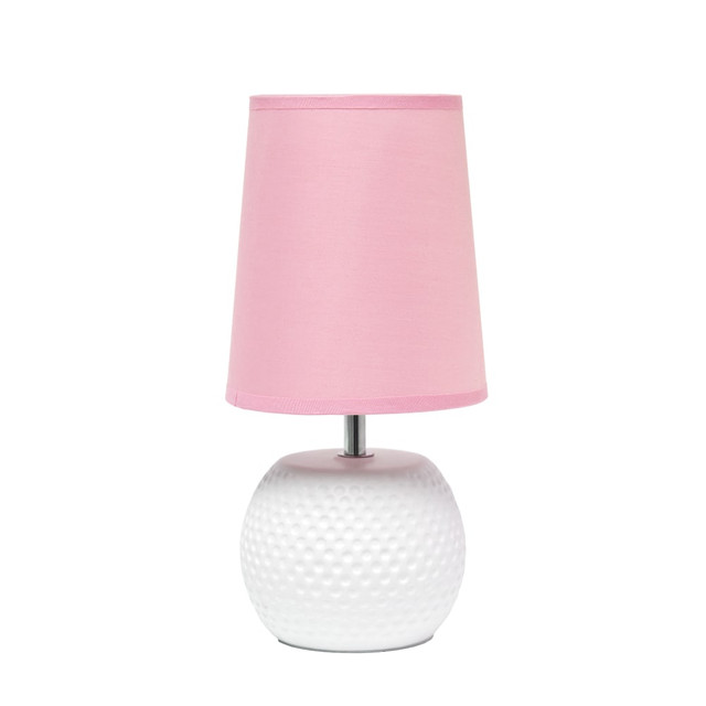 ALL THE RAGES INC Simple Designs LT2084-PNK  Studded Texture Ceramic Table Lamp, 11-3/8inH, Pink Shade/White Base