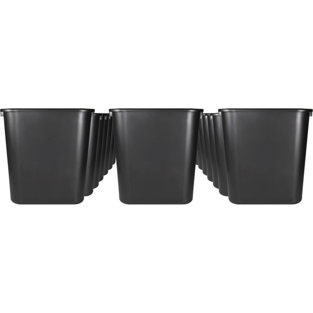 SP RICHARDS Sparco 02160CT  Rectangular Wastebasket - 7 gal Capacity - Rectangular - 15in Height x 14.5in Width x 10.5in Depth - Polyethylene - Black - 24 / Carton