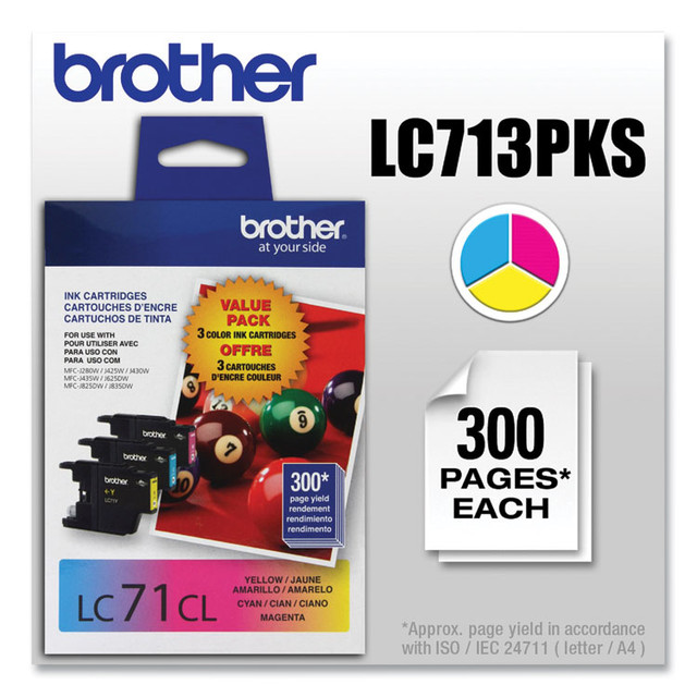 BROTHER INTL. CORP. LC713PKS LC713PKS Innobella Ink, 300 Page-Yield, Cyan/Magenta/Yellow