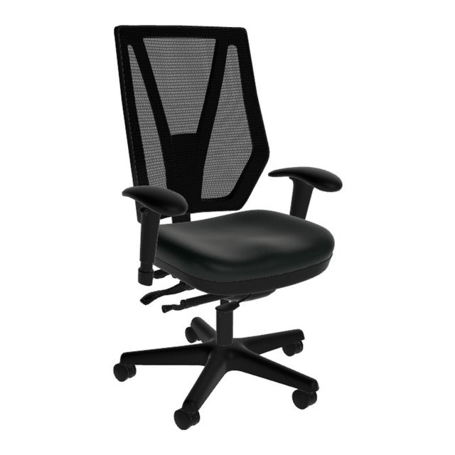 ANTHRO INTERNATIONAL, INC. DBA SITMATIC GM33SEPC7K/21501 Sitmatic GoodFit Mesh Enhanced Synchron High-Back Chair With Adjustable Arms, Black Polyurethane/Black