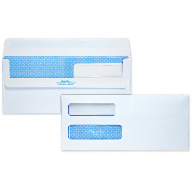 QUALITY PARK PRODUCTS 24559 Quality Park #10 Redi-Seal Envelopes, Double-Window, Security, Self-Sealing, White, Box Of 500