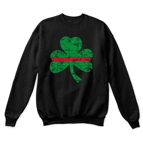 Thin Blue Line STPAT-TRL-CREW-BLACK-MEDIUM Thin Red Line Crewneck, Shamrock