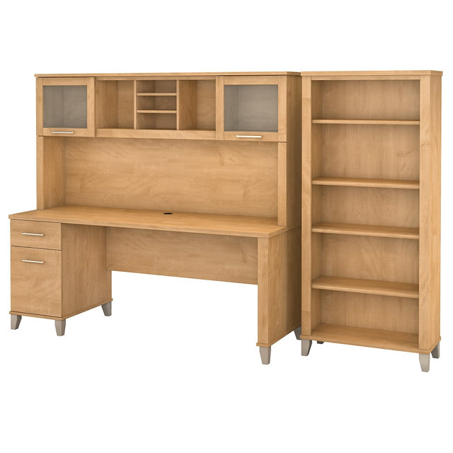 BUSH INDUSTRIES INC. SET020MC Bush Furniture Somerset 72inW Office Desk With Hutch And 5 Shelf Bookcase, Maple Cross, Standard Delivery BUSH INDUSTRIES INC. SET020MC Bush Furniture Somerset 72inW Office Desk With Hutch And 5 Shelf Bookcase, Maple Cross, Standard Delivery