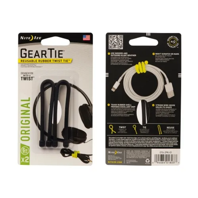 Nite-Ize GT6-2PK-01 Gear Tie Reusable Rubber Twist Tie Nite-Ize GT6-2PK-01 Gear Tie Reusable Rubber Twist Tie