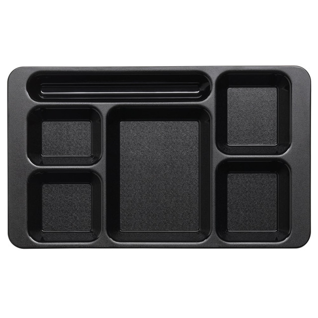 CAMBRO MFG. CO. 1596CW110 Cambro Camwear 5-Compartment Trays, 15inW, Black, Pack Of 24 Trays