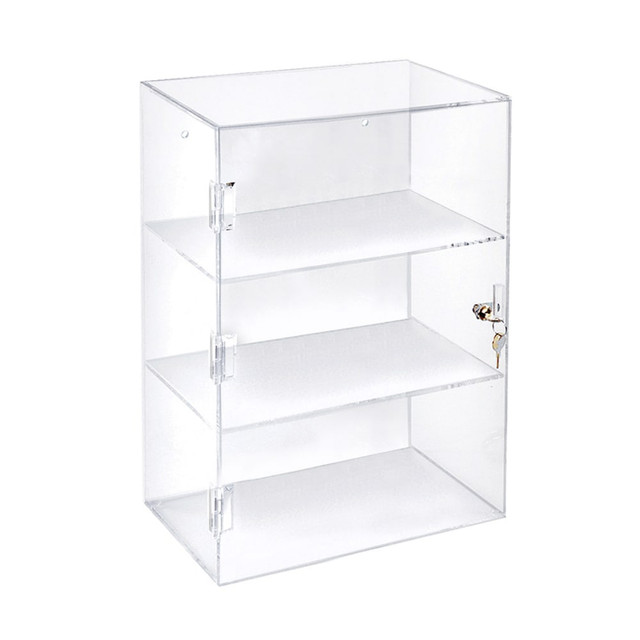 AZAR INTERNATIONAL INC 255412 Azar Displays Acrylic 2-Shelf Lockbox Countertop Display, 17-1/4inH x 12-3/8inW x 7-7/8inD, Clear