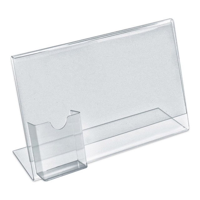 AZAR DISPLAYS 252043  L-Shaped Acrylic Sign Holders With Attached Tri-Fold Pockets, 8-1/2in x 11in, Clear, Pack Of 10 Holders