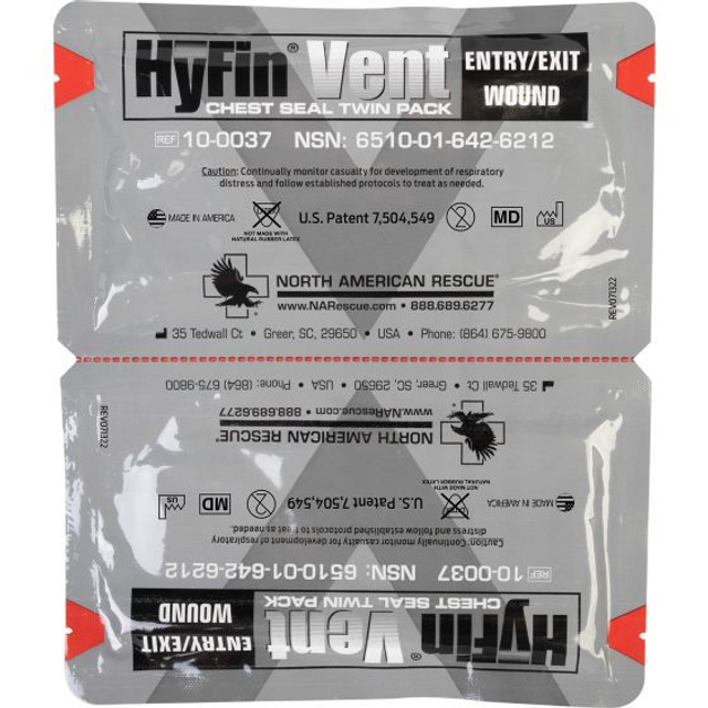 North American Rescue 10-0037 HyFin Vent Chest Seal - Twin Pack
