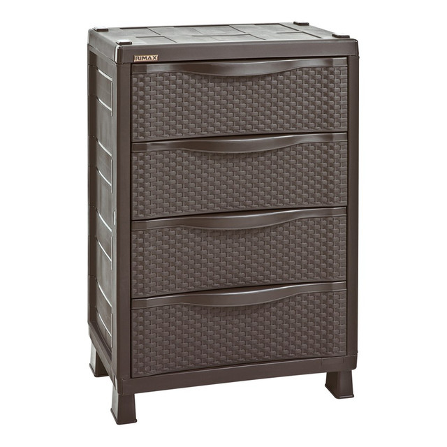 INVAL AMERICA, INC. 11725 Inval 32inH 4-Drawer Rattan Storage Cabinet, Brown