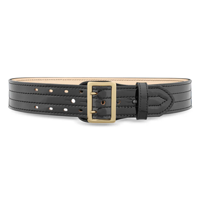 Dutyman 4031-40-9072 2-1/4"" Hi-Gloss Leather Sam Brown 4 Row Stitch Duty Belt with Solid Brass Gold Buckle Dutyman 4031-40-9072 2-1/4"" Hi-Gloss Leather Sam Brown 4 Row Stitch Duty Belt with Solid Brass Gold Buckle
