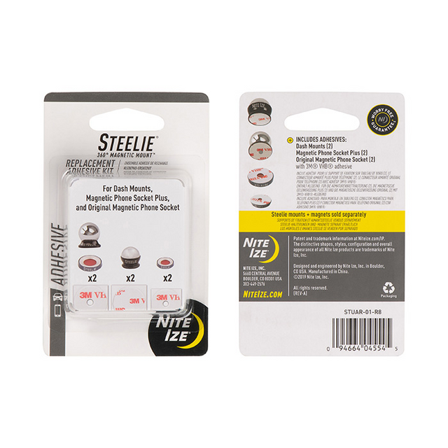 Nite-Ize STUAR-01-R8 Steelie Replacement Adhesive Kit for Dash Mount + Phone Socket