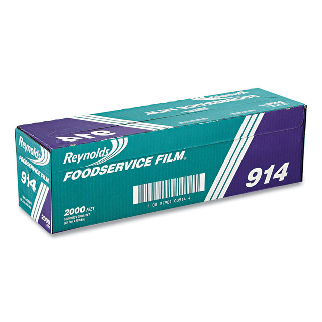 REYNOLDS FOOD PACKAGING Wrap® 914 PVC Film Roll with Cutter Box, 18" x 2,000 ft