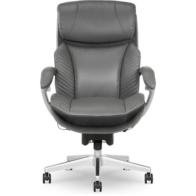 OFFICE DEPOT 52118-GRY Serta iComfort i6000 Big & Tall Ergonomic Bonded Leather High-Back Executive Chair, Gray/Silver