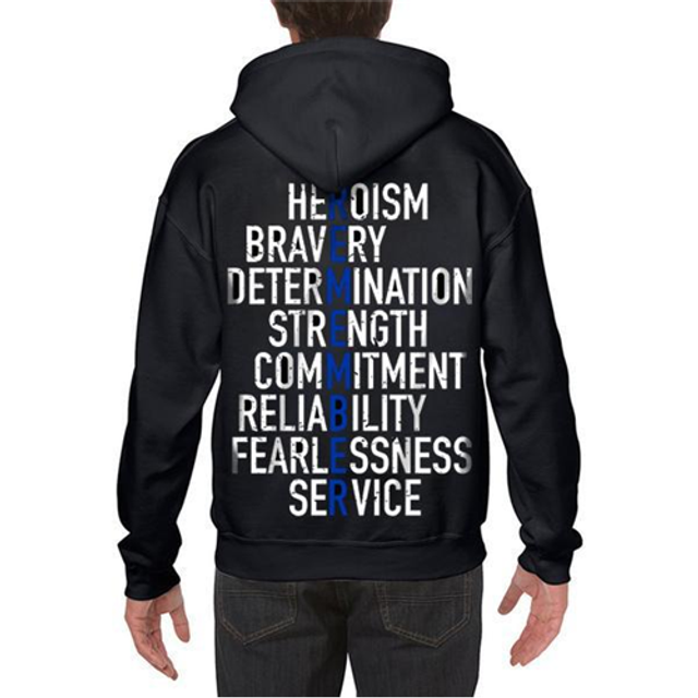 Thin Blue Line MENS-REM-HOOD-XL Hoodie - Thin Blue Line Remember Thin Blue Line MENS-REM-HOOD-XL Hoodie - Thin Blue Line Remember