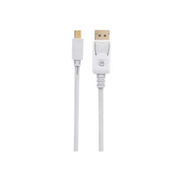 INTRACOM USA, INC. 324724 Manhattan Mini DisplayPort 1.2 to DisplayPort Cable, 4K@60Hz, 1m, Male to Male, White, Lifetime Warranty, Polybag - DisplayPort cable - DisplayPort (M) latched to Mini DisplayPort (M) - DisplayPort 1.2 - 300 V - 3.3 ft - boo