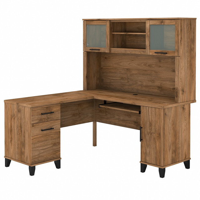 BUSH INDUSTRIES INC. SET002FW Bush Business Furniture Somerset 60inW L-Shaped Corner Desk With Hutch, Fresh Walnut, Standard Delivery