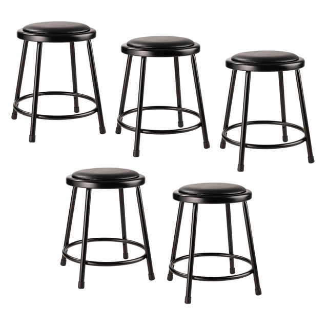 NATIONAL PUBLIC SEATING CORP National Public Seating 6418-10/5  6400 Series: Vinyl Padded Stool 18inH, Black Seat/Black Frame, Set of 5