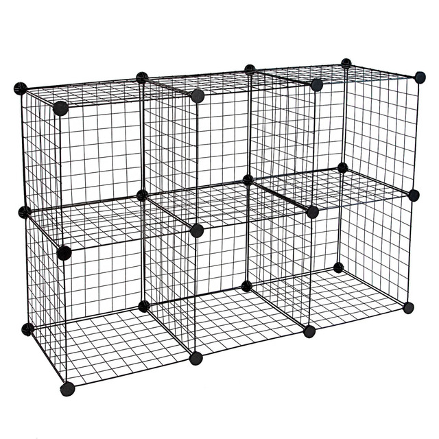 TRANSFORM PARTNERS LLC WI-4012 Mount-It! Work-It 6-Cube Wire Modular Storage Organizer, 14inH x 14inW x 14inD, Black