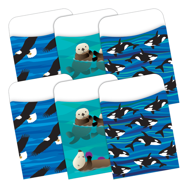 BARKER CREEK PUBLISHING, INC. BC3898 Barker Creek Peel & Stick 2-Design Pockets, 3-1/2in x 5-1/8in, Sea & Sky, Set Of 60 BARKER CREEK PUBLISHING, INC. BC3898 Barker Creek Peel & Stick 2-Design Pockets, 3-1/2in x 5-1/8in, Sea & Sky, Set Of 60
