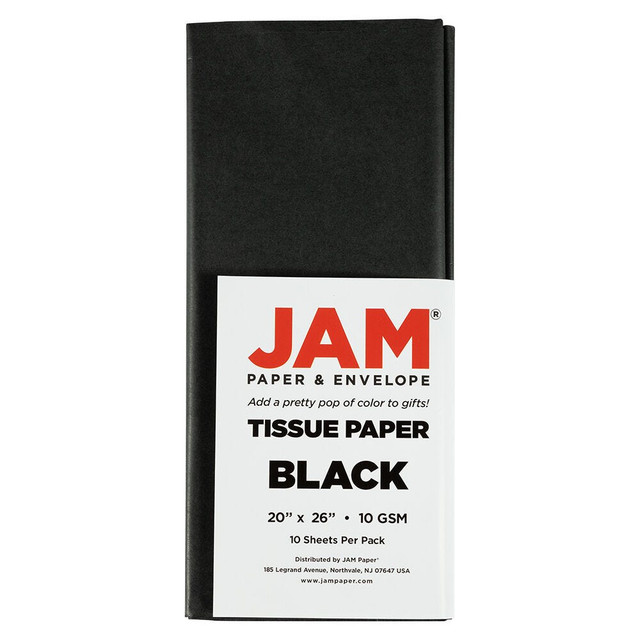 JAM PAPER AND ENVELOPE JAM Paper 1152348  Tissue Paper, 26inH x 20inW x 1/8inD, Black, Pack Of 10 Sheets