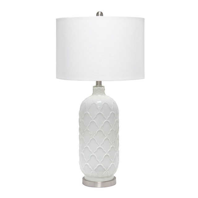 ALL THE RAGES INC Lalia Home LHT-5008-WH  Argyle Classic Table Lamp, 29-1/4inH, White Shade/Brushed Nickel Base