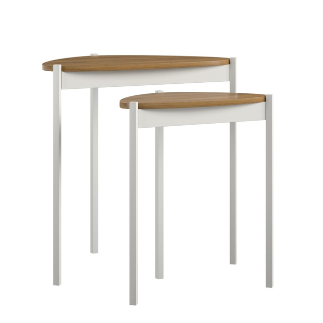 AMERIWOOD INDUSTRIES, INC. 3307096COM Ameriwood Home Novogratz Tallulah Nesting Tables, 24inH x 23-13/16inW x 15-3/4inD, White, Set Of 2 Tables