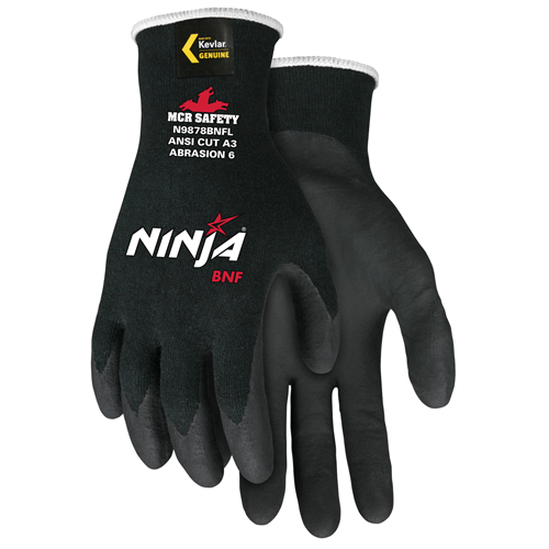 MCR Safety N9878BNFXXL Ninja BNF, 18ga Black Kevlar